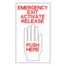 LABEL - EMERGENCY EXIT, PUSH HERE
