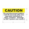 DECAL - SCHOOL BUS, LETTERING/WARNING LABEL, CAUTION, BATTERY DISCONNECT, BLACK