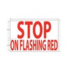 DECAL - SCHOOL BUS, LETTERING/WARNING LABEL, STOP ON FLASHING RED, RED LETTERS