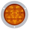 LAMP - LED, YELLOW ROUND, 6 DIODE, REAR TURN SIGNAL, GRAY FLANGE MOUNT, FIT AND FORGET S.S., 12V, SUPER44